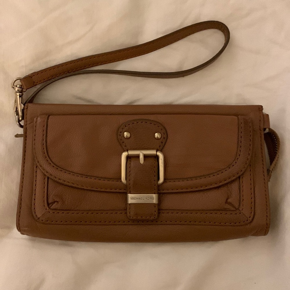 Michael Kors Tan Leather Wristlet